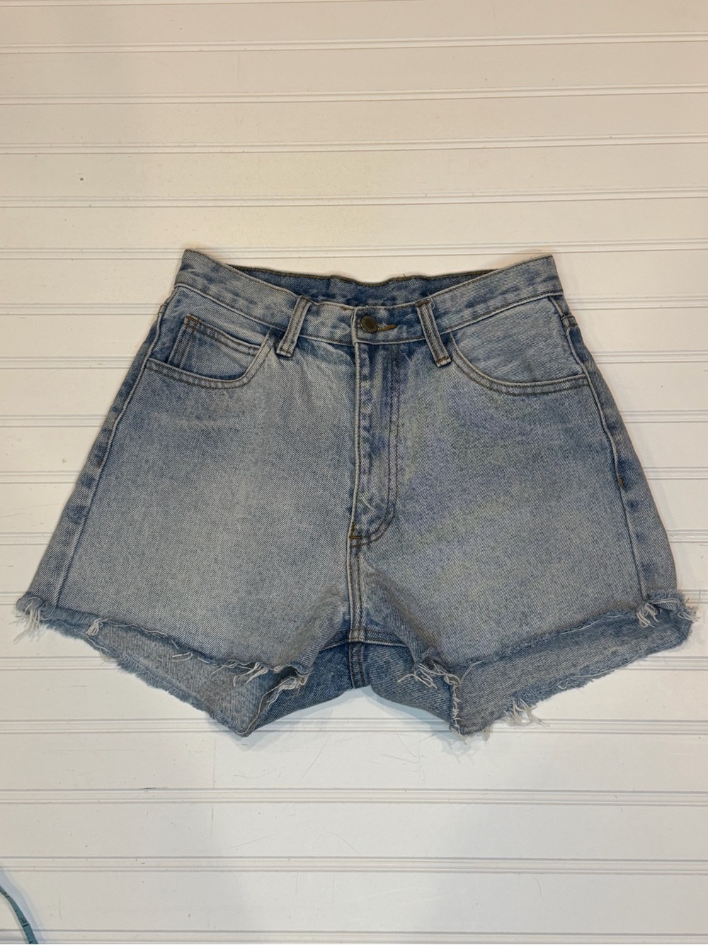 John Galt High Rise Cut Off Denim Shorts Light Wash  Size L